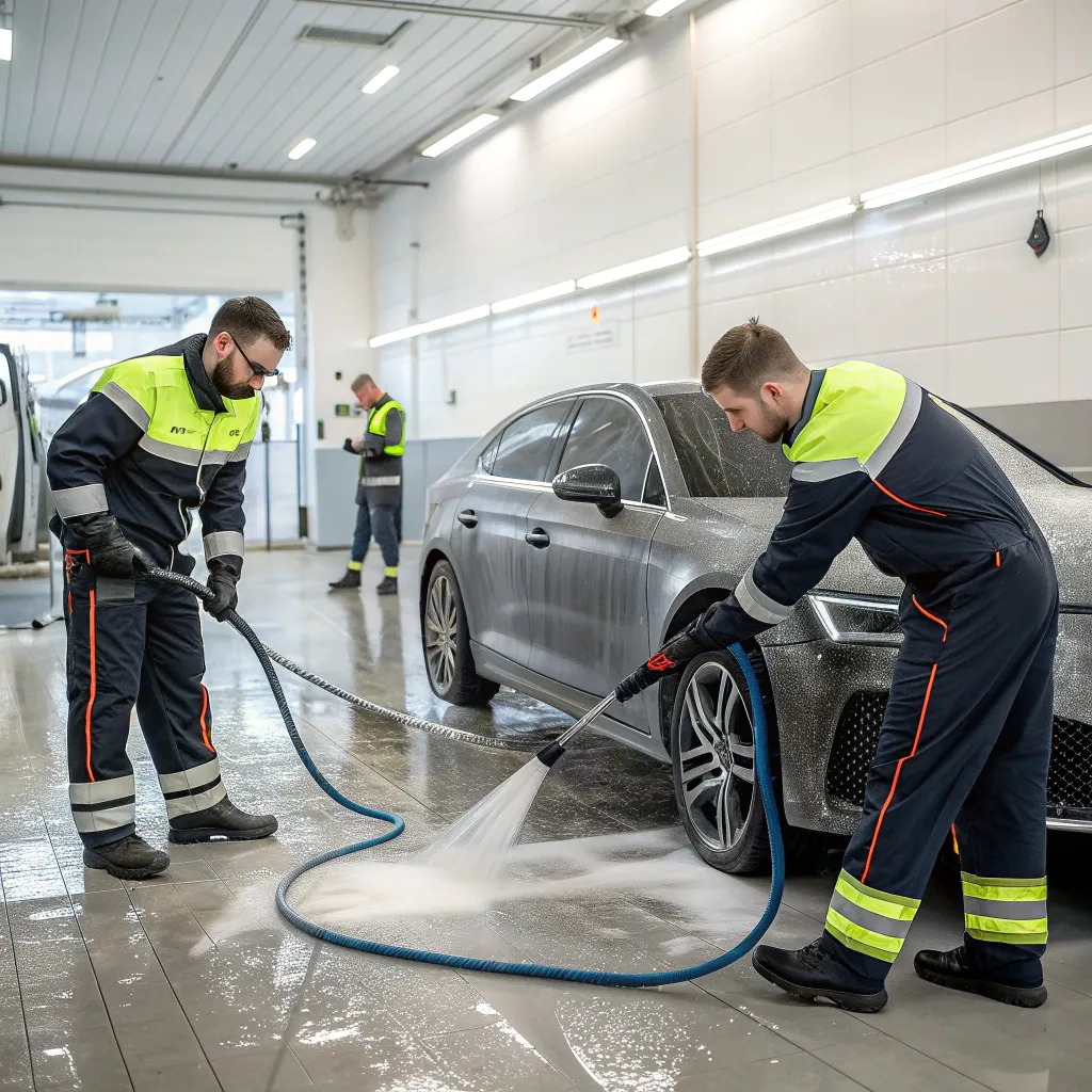 Professional car wash team at HALIONTRE
